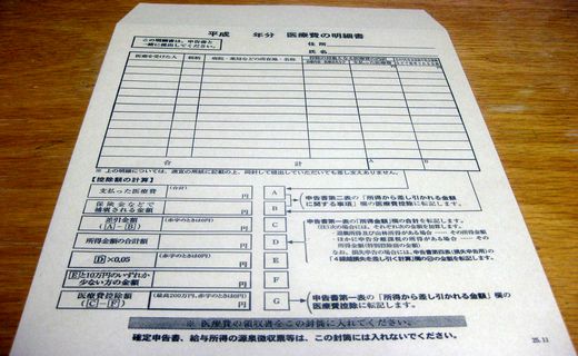 医療費の明細書(封筒)