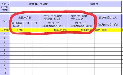 医療費集計フォームの入力方法-1